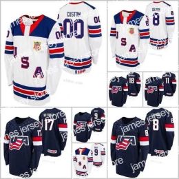 College Hockey Wears Thr 6 Jack Hughes Hockey Jersey USA U18 Team 19 Alex Turcotte Cam York Cole Colefield Fensore 2021 Biosteel All America