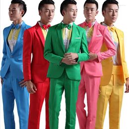 Men's Suits Suit Men Long-sleeved Pants Hosted Theatrical Tuxedos Wedding Prom For Red Yellow Blue Formal Regular