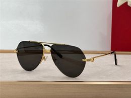 New fashion design classic shape pilot sunglasses 0427S exquisite K gold frame rimless lens simple and popular style versatile UV400 protective eyewear