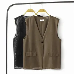 Women's Vests Vest And Waistcoat Summer Thin Large Size Korean Version Temperament Fashion V-Neck One Button Mesh Coat Tops Z2005