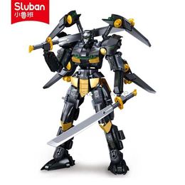 Blocks Sluban Building Block Toys Alpha Robot Mechanist Series B1052 Black Bat Hero 534PCS Bricks Compatible with Leading Brands 240120