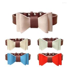 Dog Collars Collar With Bowtie - Cute Leather Bow Tie Metal Buckle For Small Medium Large Girl Boy Gift