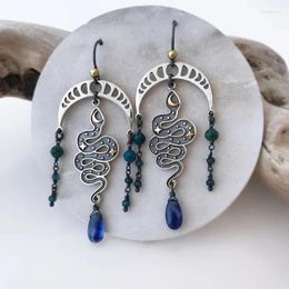 Dangle Earrings Fashion Star Moon Serpentine Drop Animal Snake Blue Crystal Tassel Pendant Jewellery For Women Birthday Year Party