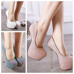 Ms. embellishes ankle strap sandals stiletto party open-toed Round toe luxury designer women shoes platform Thick soled high heel super high-heel 14/16cm