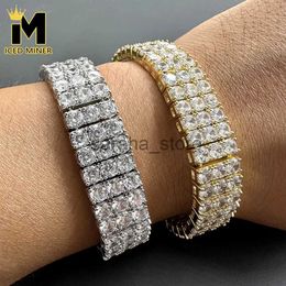 Pendant Necklaces 13m 3 Rows Iced Out Tennis Chain Bracelet for Men Women BilZircon Hand Chain Hip Hop Jewellery Gift Drop Shipping J240120