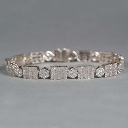 Pretty Looking Lab Grown Round Brilliance Cut and Baguette Cut Diamond Iced Out Bracelet for Women in 925 Sterling Silver