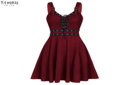 Gothic Womens Dress Summer Sleeveless Backless ALine Sexy Punk Rock Lace Up Fit And Flare Long Tunic Top Female9666562