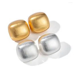 Stud Earrings ALLME Wholesale Matte Gold Silver Color Metallic Cubes Square For Women Lady Brass Geometric Statement Earring