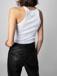 Women's Tanks Boho Inspired Ribbed Cotton Elastic Basic Tank Top For Women Y2k Summer Streetwear Tops White Crop