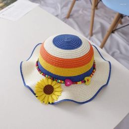 Wide Brim Hats Lovely Fashion Sunflower Summer Travel UV Protection Korean Style Girl Cap Panama Hat Children Straw Sun Visor
