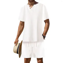 Running Sets Men's Short Sleeve And Shorts Set Summer Solid Colour T Shirt 2 Piece Suit 1920 Men Mens Tuxedo