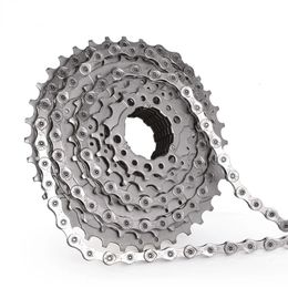 Bicycle Chain 6 7 8 9 27 Speed Carbon steel Silver plating Mountain Road Bike MTB Chains Part 116 Links 240118