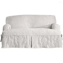 Chair Covers Matelasse Damask 1 Piece T-Cushion Kick Pleat Sofa Slipcover White Freight Free Adjustable Elastic Cover Slipcovers