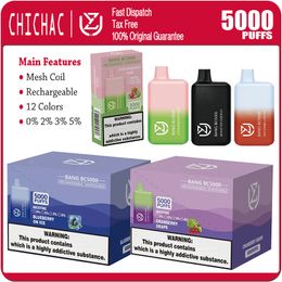 Original UZY Bang BC5000 Disposable Vape Box Rechargeable Mesh Coil E Cigarettes 0% 2% 3% 5% Puff 5000 Vaper 12 Flavours Available