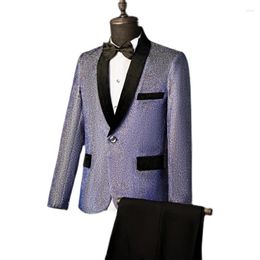 Men's Suits 2024 Color-Blocking Sequin Suit Host Stage Performance Po Studio Pography Dress Two Pieces