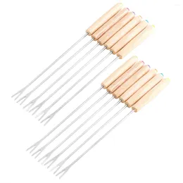 Forks Fondue Cheese Sticks With Wooden Handle Heat Resistant For Chocolate Fountain Roast Marshmallows