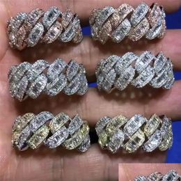 Band Rings Iced Out Bling Men Finger Jewelry Fl Paved Rec Cubic Zirconia 5A Cz Cuban Link Chain Engagement Ring 221107 Drop Delivery Dhtpk