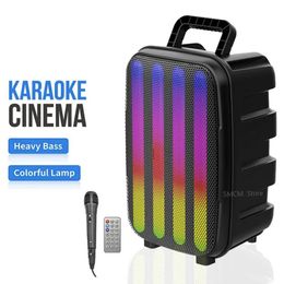 Speakers 8 Inches Outdoor Portable Bluetooth Speaker caixa de som Karaoke Column Colorful Rhythm Subwoofer Music Center SoundBox with Mic