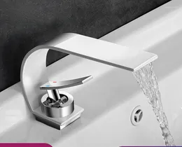 Bathroom Sink Faucets Stainless Steel Single Hole Washbasin And Cold Faucet White Minimalist Waterfall Creative Basin