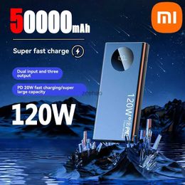 Cell Phone Power Banks Original 120W Super Fast Charging 50000mAh Thin and Light Power Bank with Clock Ultra-Long Life Power Bank Free Shipping