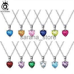 Pendant Necklaces ORSA JEWELS 925 SterlSilver Classic 12 Colors Birthstone Pendant Necklace For Women Necklace Jewelry Gifts Wholesale APN02 J240120