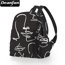 Bags Deanfun Trendy Mini Backpack Women Elegant Shoulder Bag Abstract Line Face Printed Colourful School Backpack Bags MNSB35
