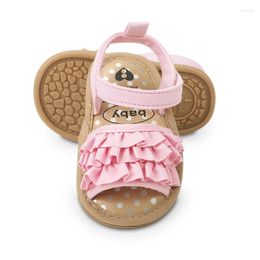 Sandals Baby Girls Summer Solid Colour Non-Slip Ruffle Flat Shoes Open Toe Infant First Walker