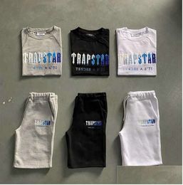 Men'S T-Shirts Mens Trapstar T Shirt Set Letter Embroidered Tracksuit Short Sleeve Plush Shorts motion Current Drop Delivery Appar 8832ess