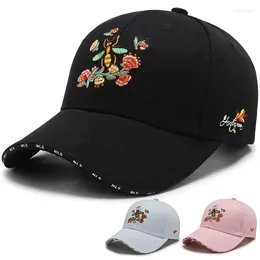 Ball Caps 2024 Unisex Flower Embroidery Hip Hop Baseball Cap Four Seasons Outdoor Sports Travel Leisure Fashion All Match Elastic