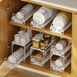 Kitchen Storage Built-in Cabinet Rack Drain Ventilation Dish Multi-cell Partition Cutlery Holder Convenient Access To Bowl