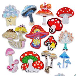 Sewing Notions & Tools Notions Mushroom Embroidered Iron On Es For Clothes Mini Cute Appliques Stickers Sewing Craft Clothing Decorat Dhvik