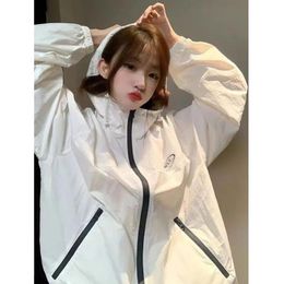 Dress Deeptown Women Summer Jackets White Oversized Zipper Transparent Outerwear Korean Fashion Casual Lightweight Sports Coats Female