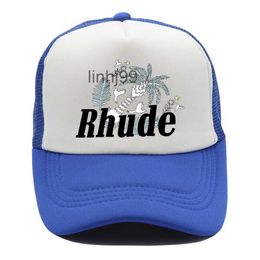 Ball Caps Caps Green Mesh Patchwork Baseball Cap Men Women Embroidery Unisex Rhude Collections Casual Truck Hat Adjustable rhude bonnetW4GC9S4O