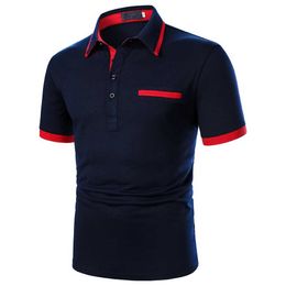 Men's T-Shirts Men Polo Men Shirt Short Sleeve Polo Shirt Contrast Colour Polo New Clothing Summer Urban Business Casual Fashion Men tops J240120