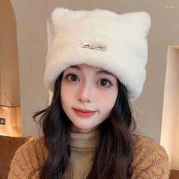 Berets Women's Imitation Plush Fisherman Hat For Autumn And Winter Warmth Cute Ear Covers Hats Protectors