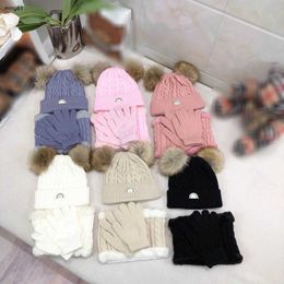 Brand baby Cap suits designer kids Winter knitted set Including brand box Size 3-12 high quality three-piece Warm Hat+scarf+gloves Jan20
