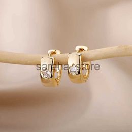 Stud Zircon Star Hoop Earrings for Women Stainless Steel Gold Colour Round Huggie Earrings 2023 Trend WeddJewelry pendientes mujer J240120