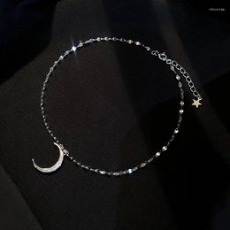 Anklets Trendy Simple Moon Beach Foot Jewelry 925 Sterling Silver For Women Party Accessories Lady Anniversary Gifts