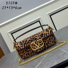 Leopard print Women Evening Bags V logo calfskin bag with detachable handle and removable sliding chain for shoulder Bags , crossbody or hand carrying Evening Bags