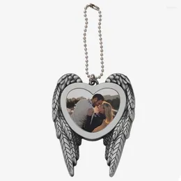 Keychains Angel Wing Sublimation Blank Pendant Heat Transfer Double-sided Printing Car Hanging-Ornament For Auto Home Decoration