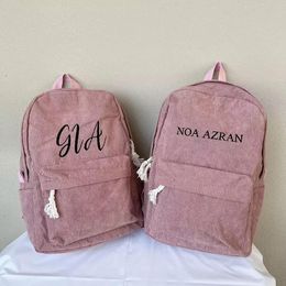 Bags Personalised Corduroy School Backpacks Simple Backpack Solid Color Casual Backpack Vintage Laptop Travel Backpack for Girls