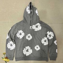 Autumn Winter New Ready Made Tears Hoodies Kapok Foam Print Top Pullover Men's Women's American High Street Hip-Hop Sweatshirts J240120