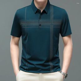 Men's Polos Basic Polo Shirt Summer Short-Sleeved T-shirt Trendy Lapel Ice Silk Cross-Border