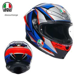 Full Face Open Agv k Motorcycle Helmet K6s Full Helmet Four Seasons Male and Female Cycling Motorcycle Full Cover Running Helmet Anti Fog Lightweight ZG1V