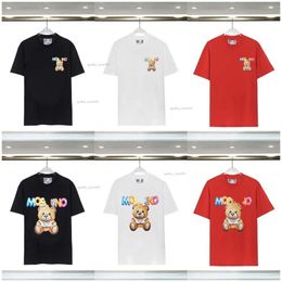 Moschin Designer Womens Moschin T-Shirt Summer Italian Luxury Brands New Tees Cartoon Bear Loose Cotton Round Neck For Moschin 219