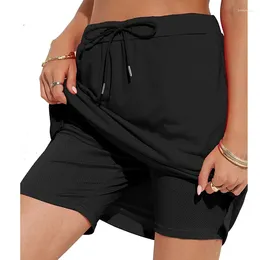 Skirts Solid Tennis Skirt With Pants Oversize Sports For Women 2024 Fashion Big Size High Waist Half Dress