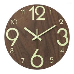 Wall Clocks Light Quiet Digital Clock Bedroom Silent Modern Living Room Simple Quartz Wood Reloj Pared Home Decor