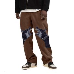 European and American men's fashion hot selling print dog head casual pants loose pants men's trend