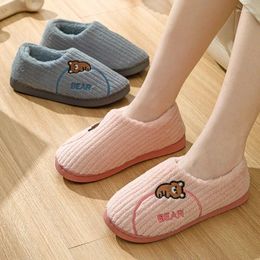 Slippers Animal Women Cute Cotton Non-Slip Winter Shoes Ladies Soft Plush Bedroom Slipper House Fluffy Warm