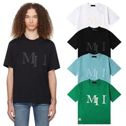 SS New Miri T-shirt Round Neck Letter Foam Printed Men's and Women's Tees Pure Cotton Thin Pullover Half Sleeves Loose Sports Versatile Short Sleeve T-shirt Top clothes
